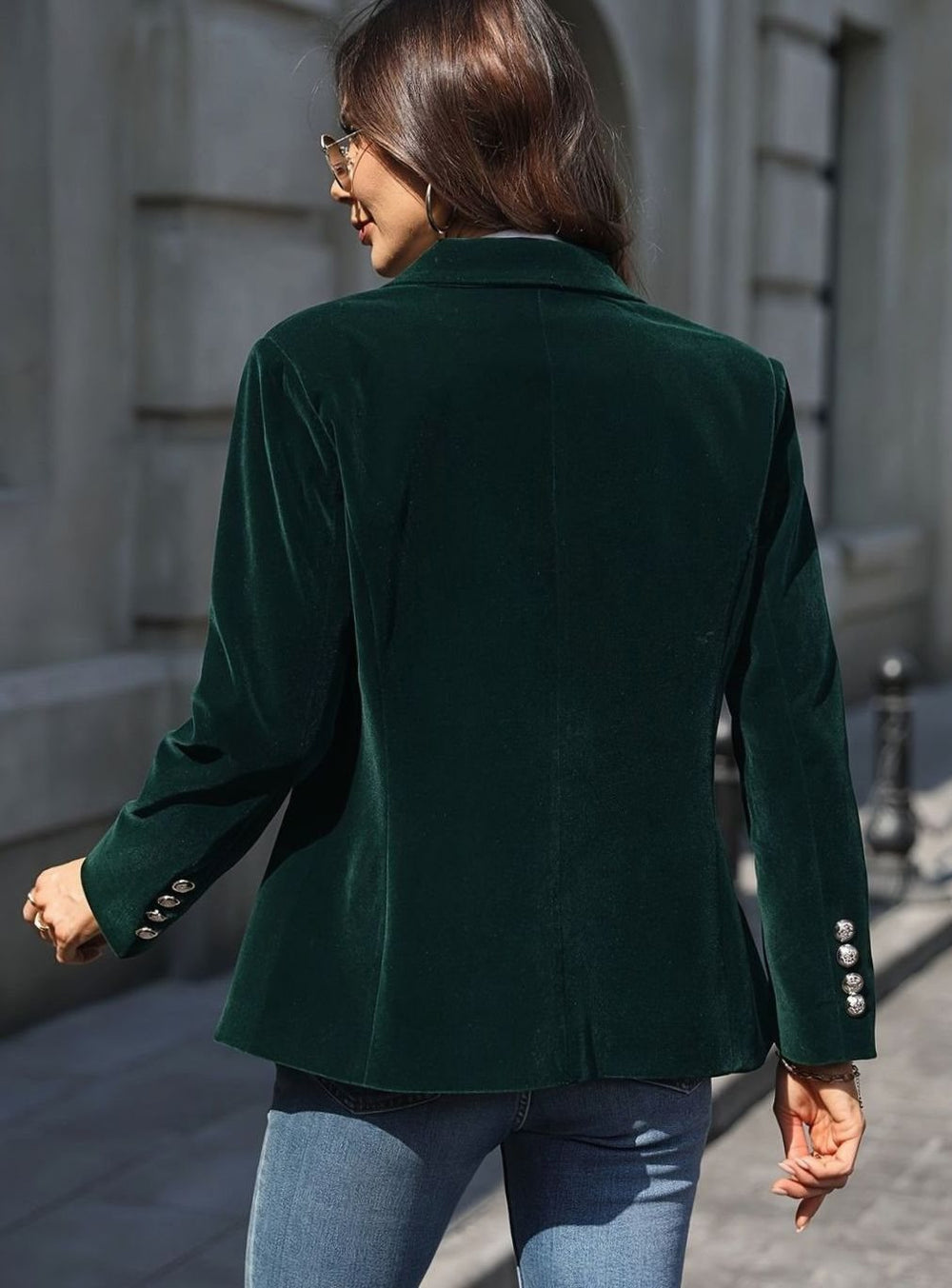 Women's Velvet Single-Button Smart Casual Blazer