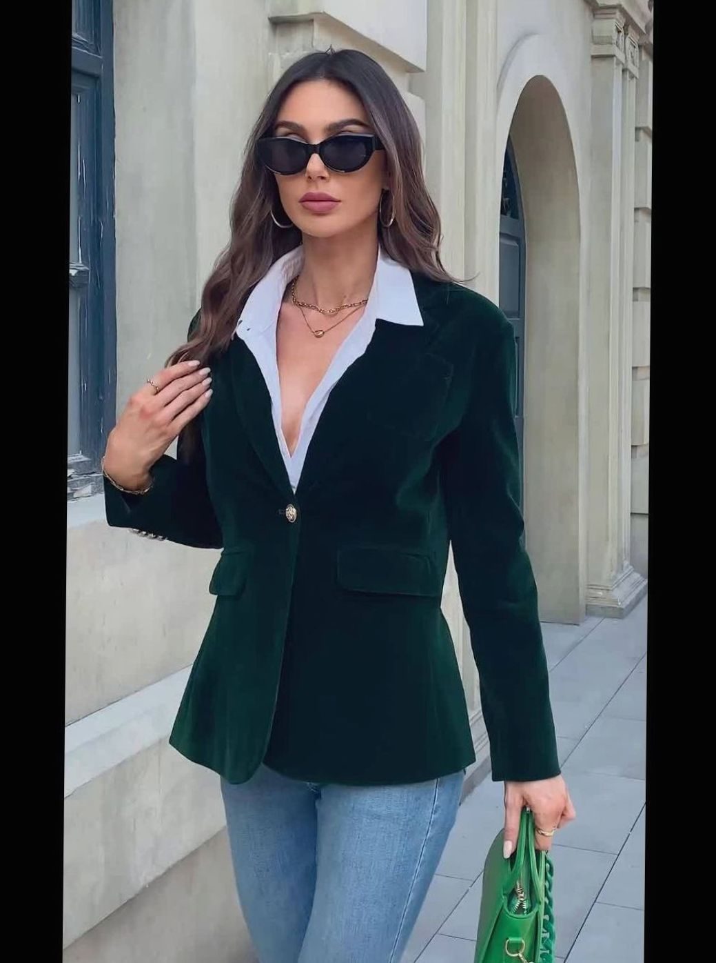 Women's Velvet Single-Button Smart Casual Blazer