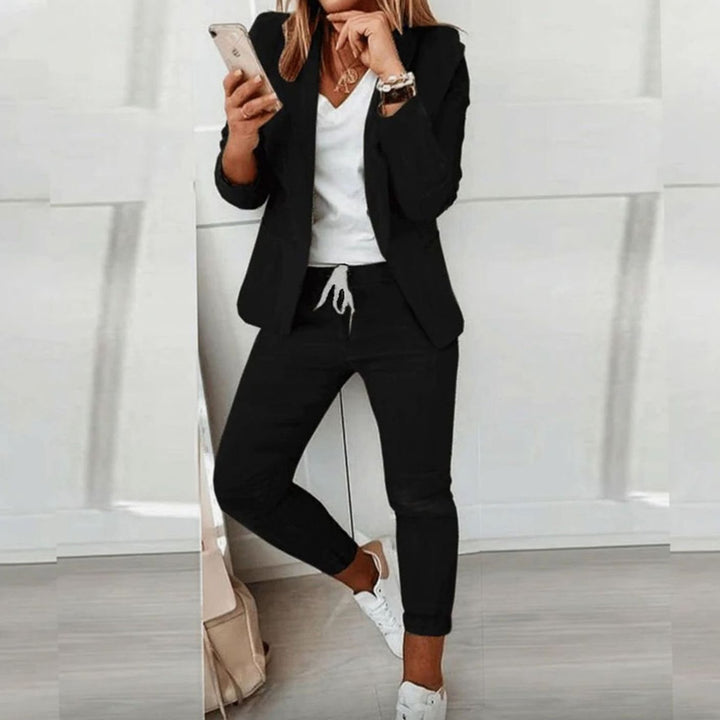 Women's Versatile Blazer Jogger Trouser Co-ord Set - Black