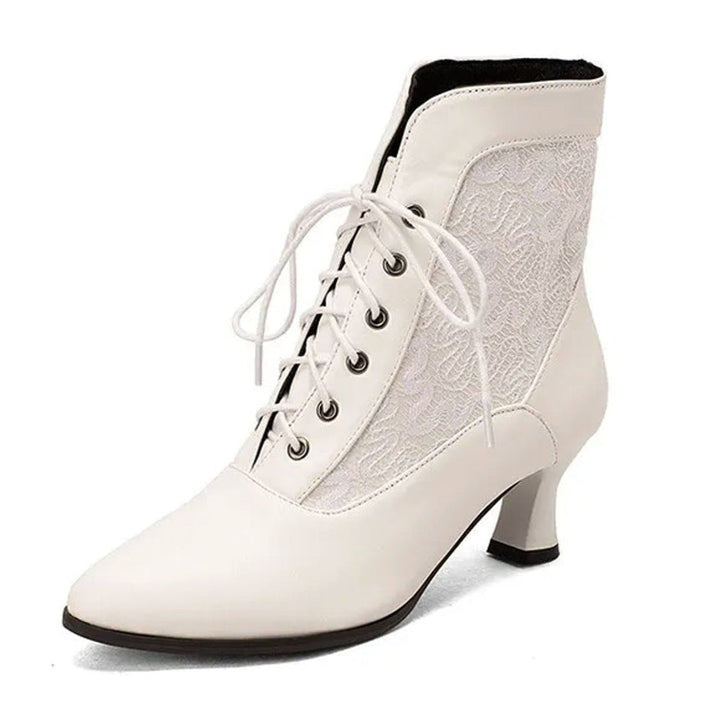 Women's Victorian Lace-Up Kitten Ankle Heeled Boots