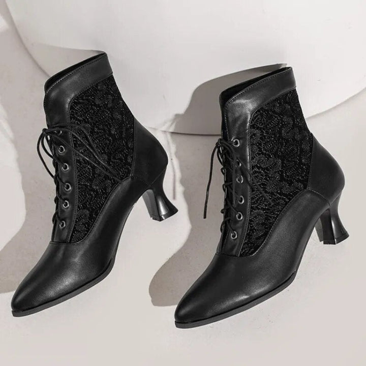 Women's Victorian Lace-Up Kitten Ankle Heeled Boots