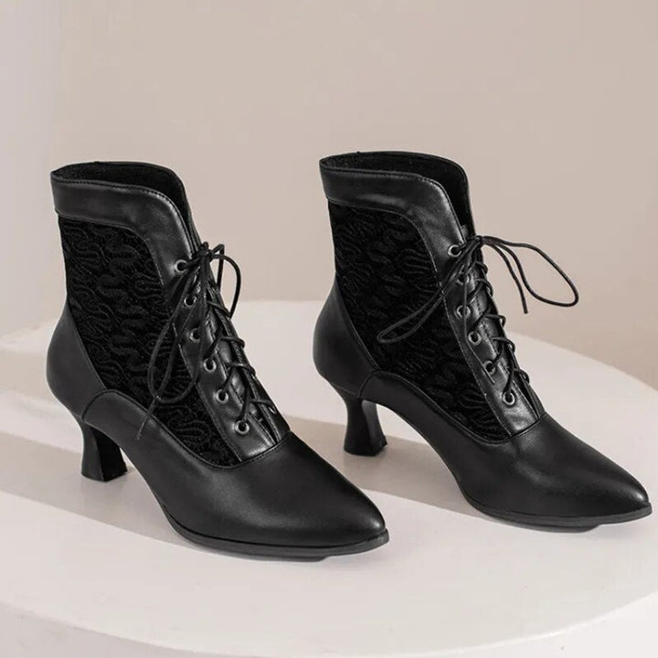Women's Victorian Lace-Up Kitten Ankle Heeled Boots