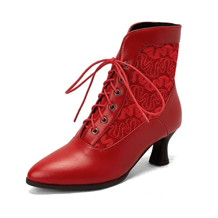 Women's Victorian Lace-Up Kitten Ankle Heeled Boots
