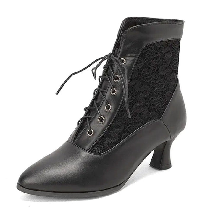 Women's Victorian Lace-Up Kitten Ankle Heeled Boots