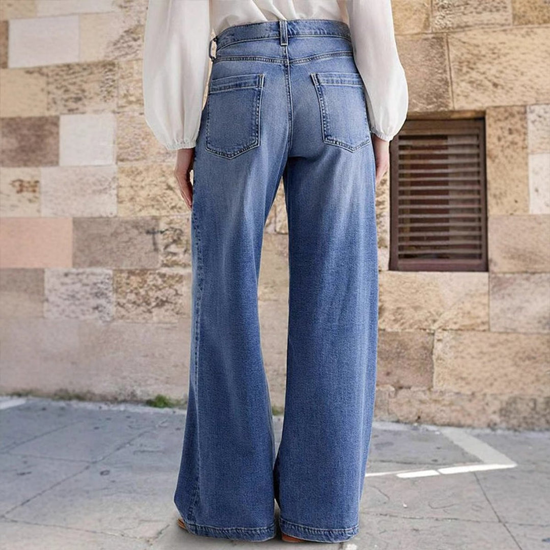 Women's Vintage High-Waist Wide Leg Trousers Denim Jeans
