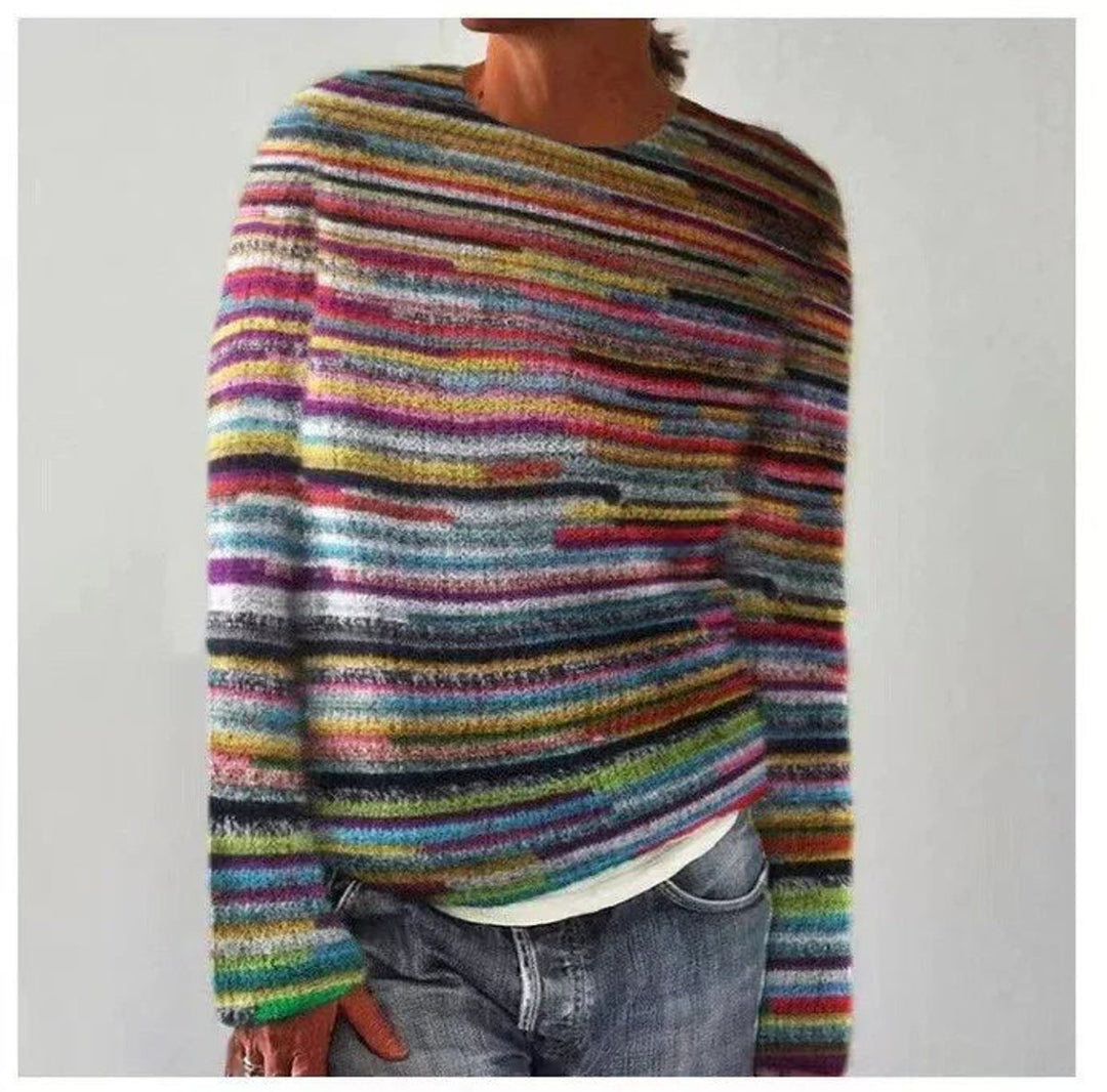 Women's Vintage Striped Long-Sleeve Knitted Sweater