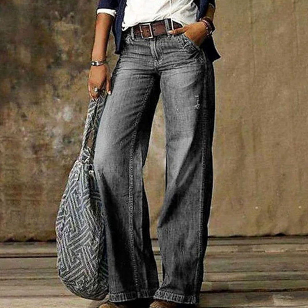 Women's Vintage Wide-Leg High-Rise Faded Denim Jeans