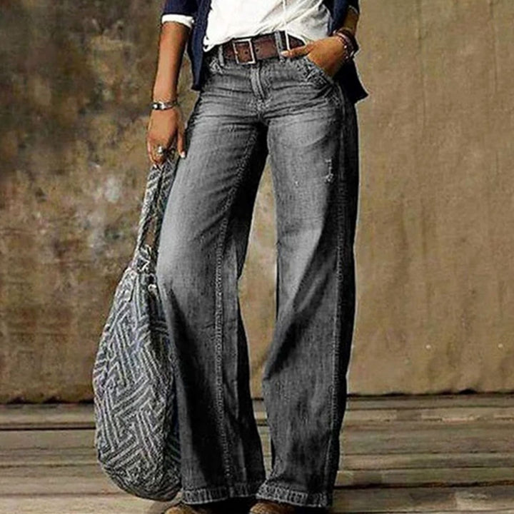 Women's Vintage Wide-Leg High-Rise Faded Denim Jeans
