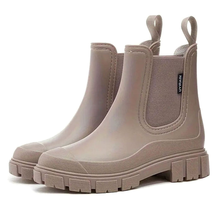 Women's Waterproof Slip-On Chelsea Rain Boots Chunky Sole