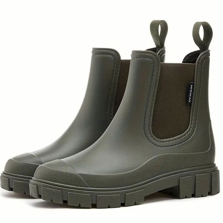 Women's Waterproof Slip-On Chelsea Rain Boots Chunky Sole