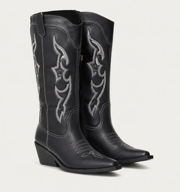 Women's Western Embroidered Pointed-Toe Knee-High Boots