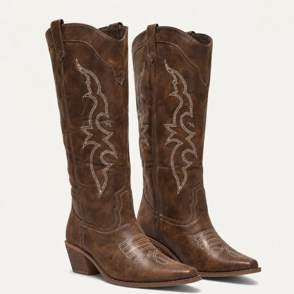 Women's Western Embroidered Pointed-Toe Knee-High Boots