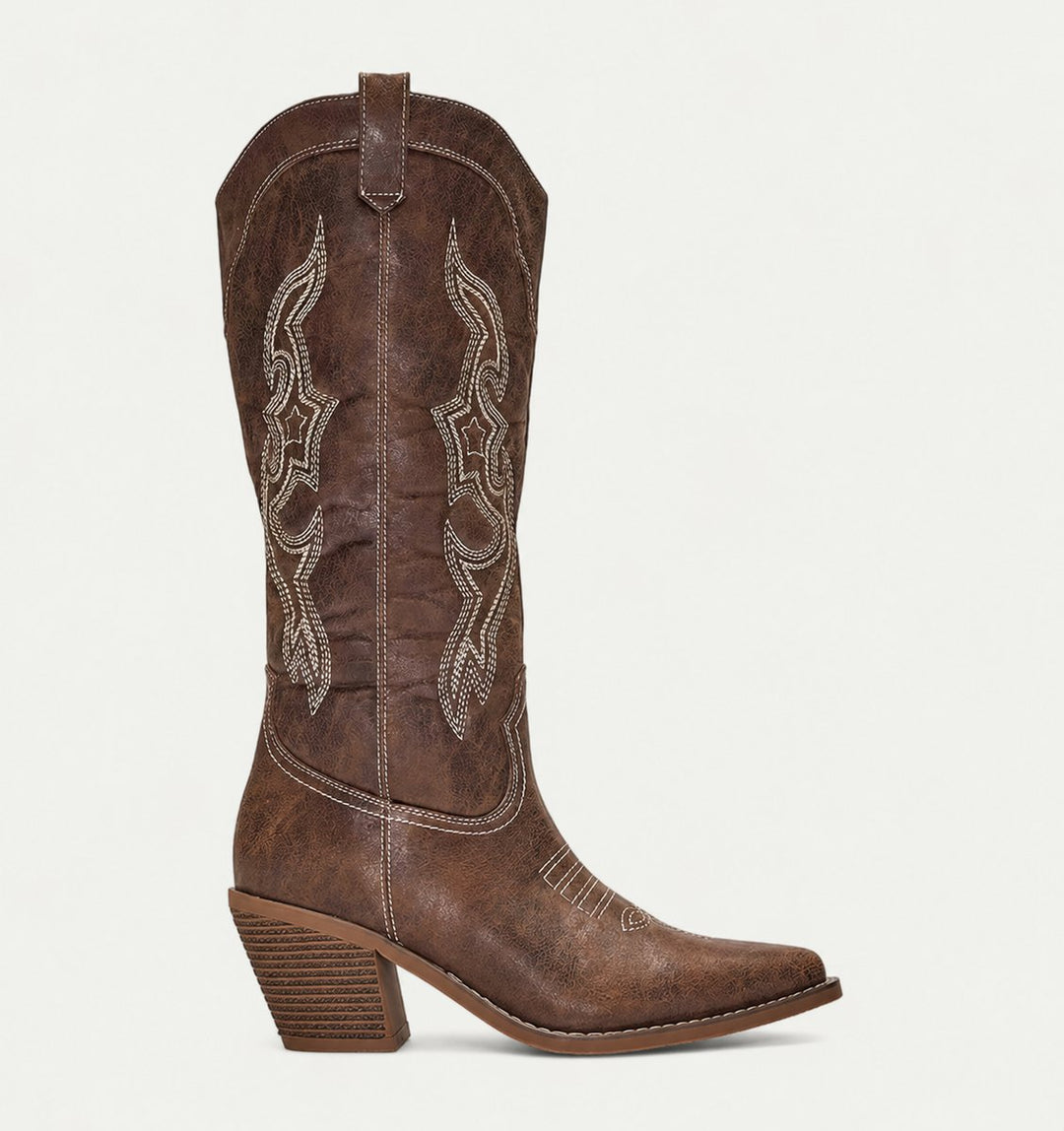 Women's Western Embroidered Pointed-Toe Knee-High Boots