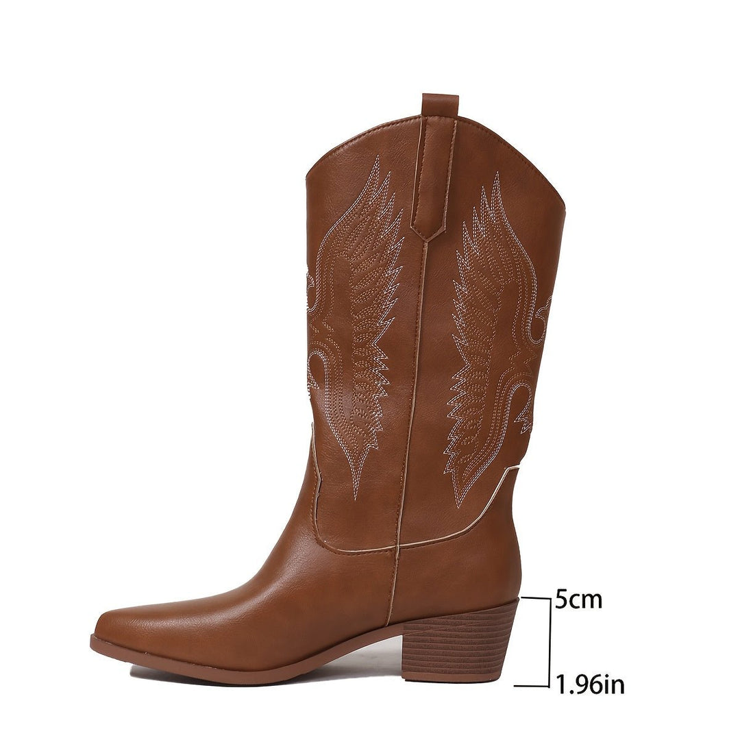 Women's Wide-Calf Embroidered Western Knee-High Boots