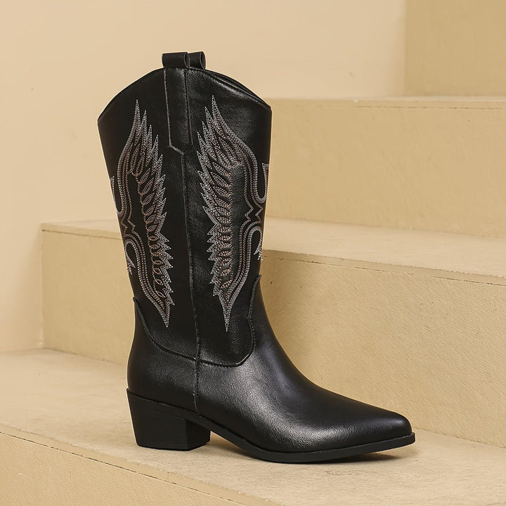 Women's Wide-Calf Embroidered Western Knee-High Boots