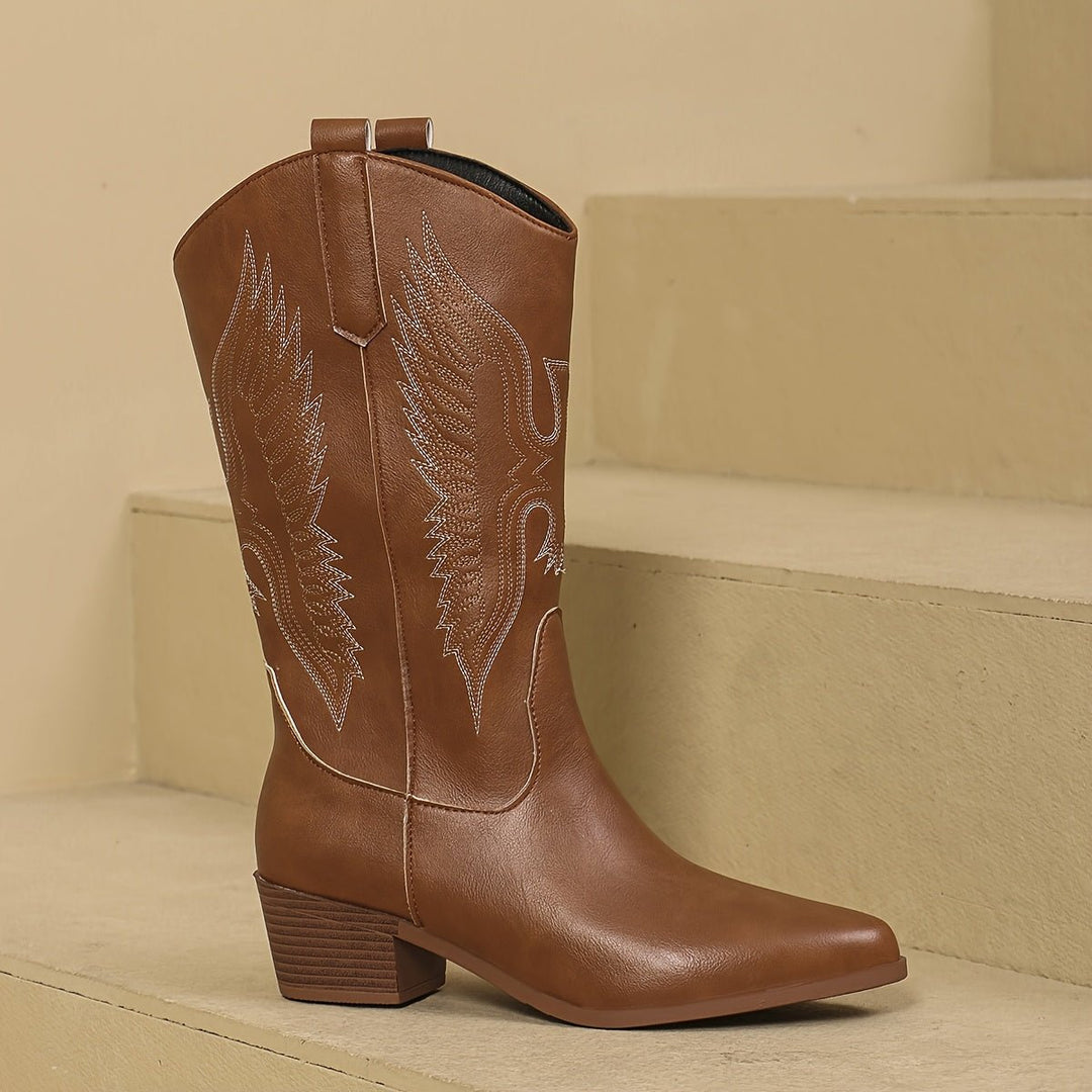 Women's Wide-Calf Embroidered Western Knee-High Boots