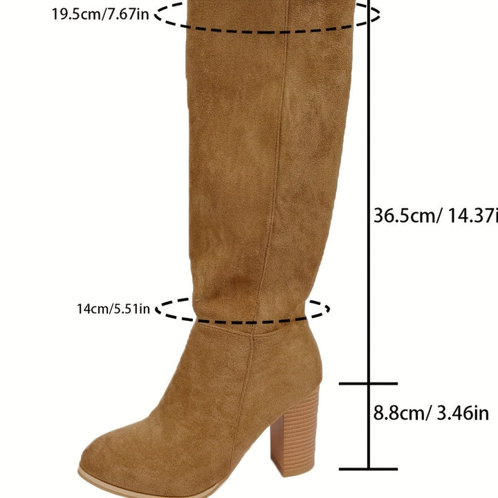 Women's Wide Calf Suede Block Heel Knee-High Boots