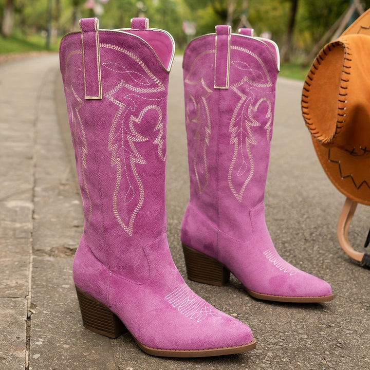 Women's Wide-Calf Western Embroidered Knee-High Boots