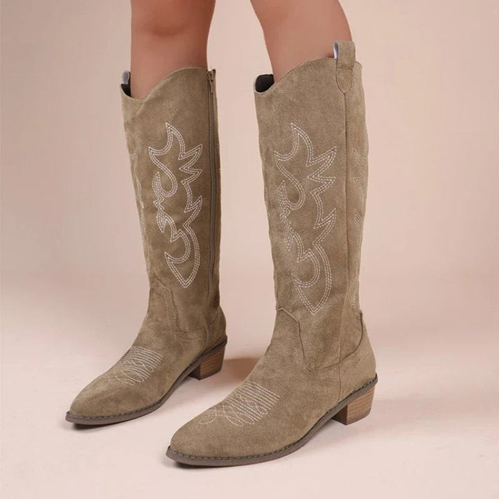 Women's Wide-Calf Western Embroidered Knee-High Boots