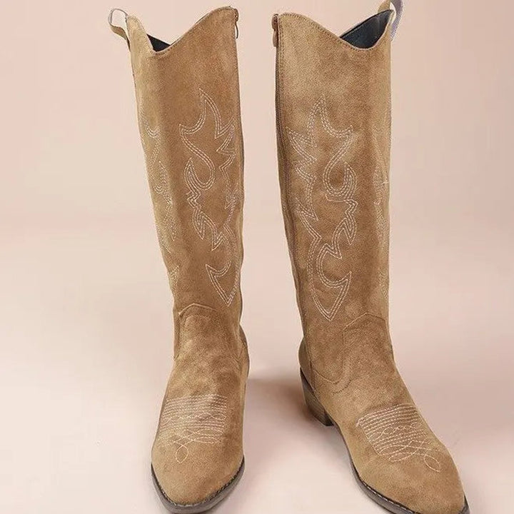Women's Wide-Calf Western Embroidered Knee-High Boots