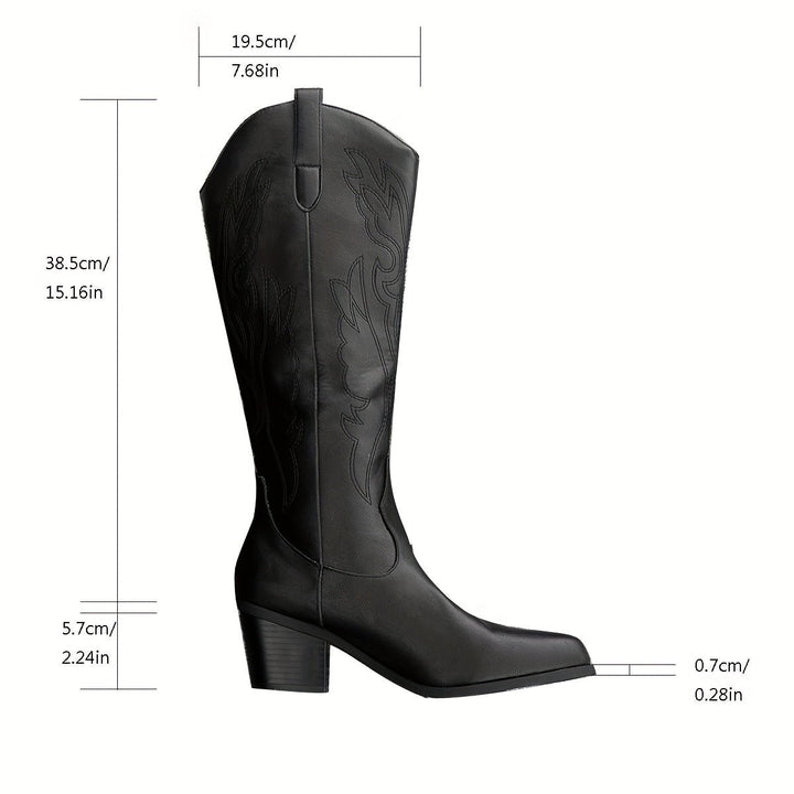 Women's Wide-Calf Western Embroidered Knee-High Boots