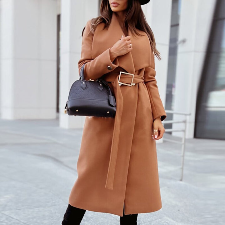 Womens Wool Coat Belted Long Wrap Outerwear