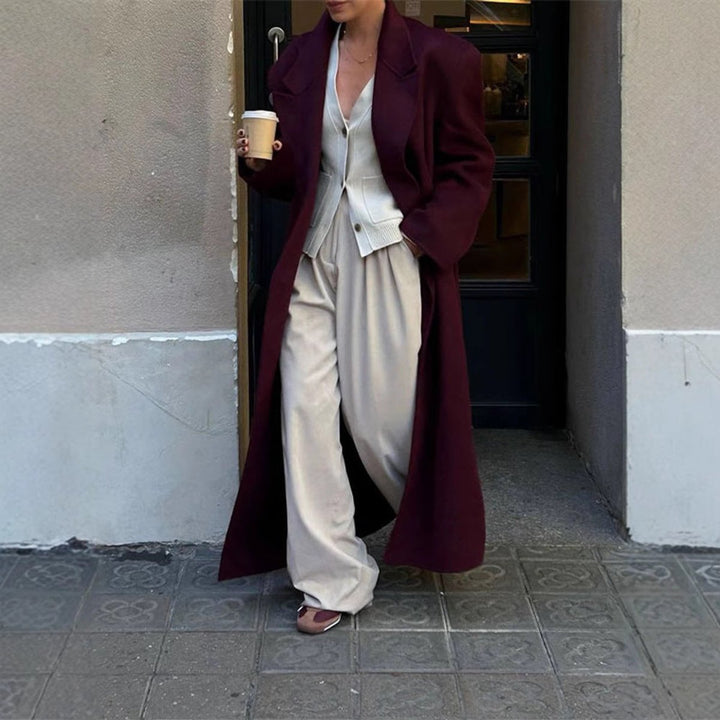 Womens Wool Coat Double-Breasted Long Oversized Blazer