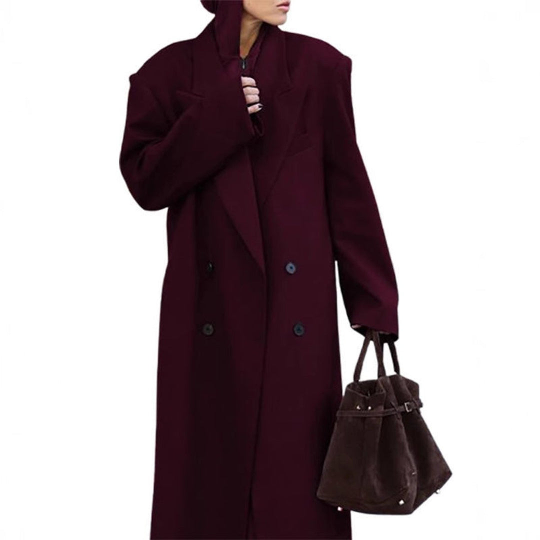 Womens Wool Coat Double-Breasted Long Oversized Blazer