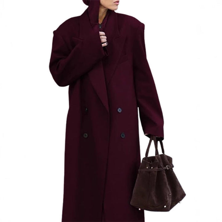 Womens Wool Coat Double-Breasted Long Oversized Blazer