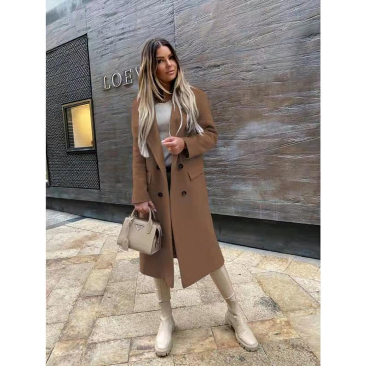 Womens Wool Coat Double-Breasted Longline Oversized Blazer Coat